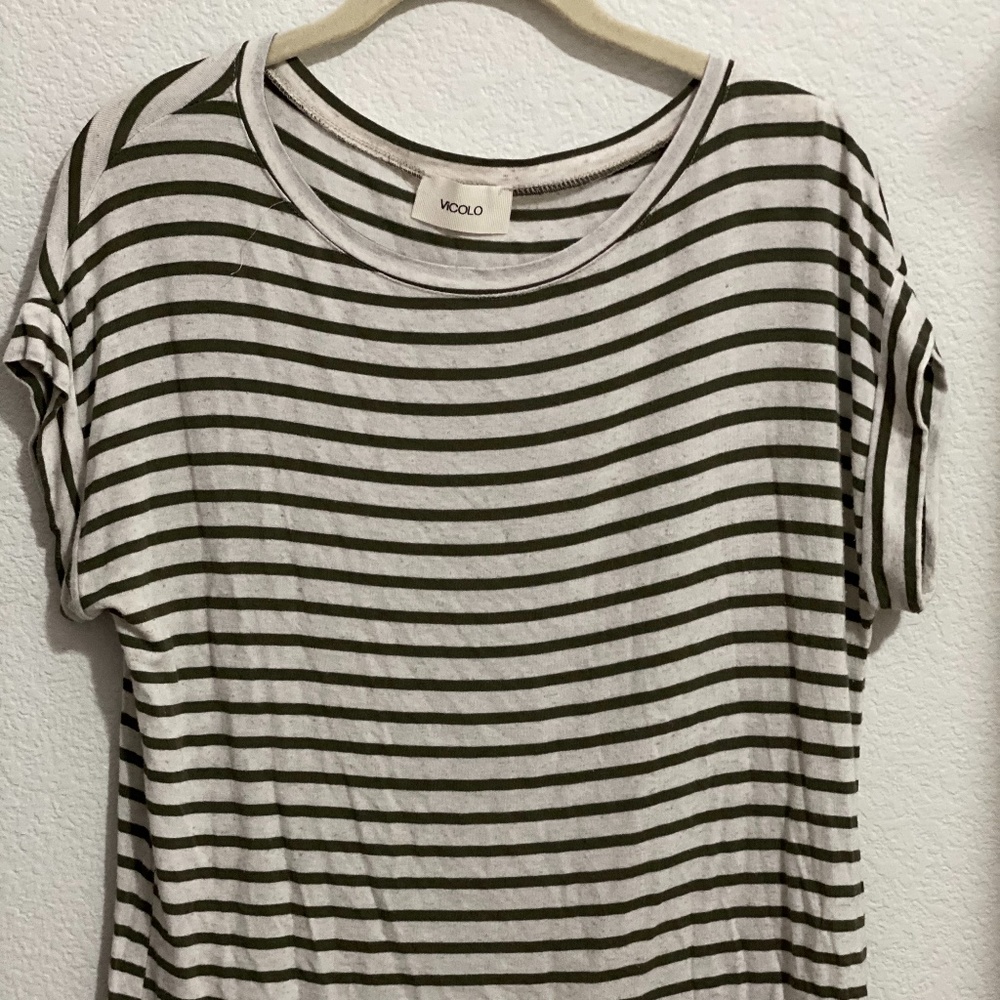 Green Striped Stretchy Tee